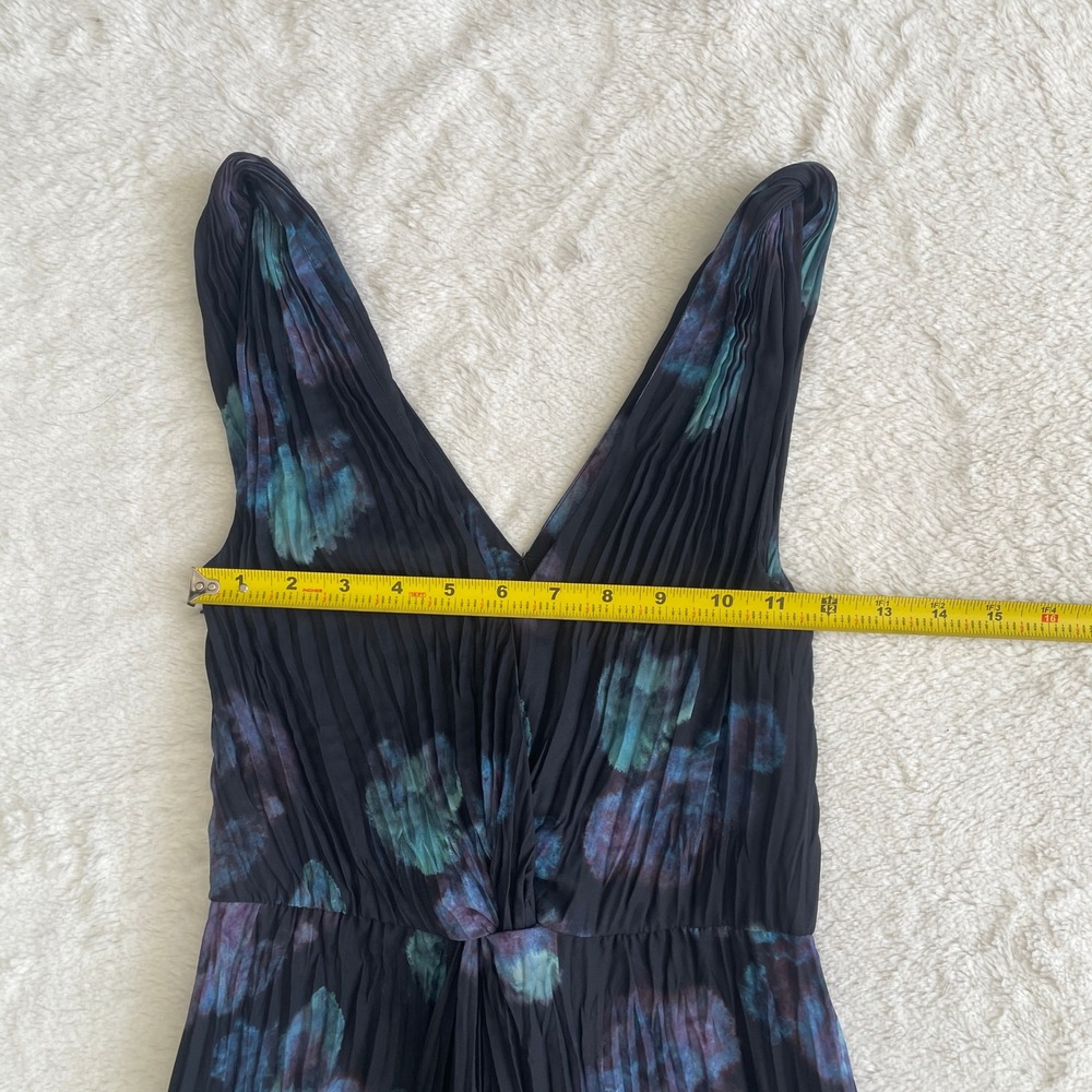 NWT Vince Painted Floral Twist Front Sleeveless Crinkle Dress Black Multi Size 0 - Picture 12 of 13